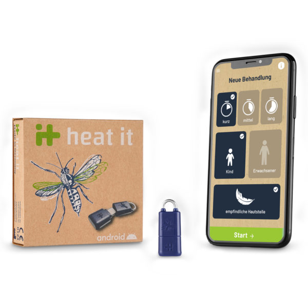 Die smarte Variante zur Insektenstichbehandlung: Mini-Stichheiler am Schlüsselbund, Energie und Steuerung per Smartphone.